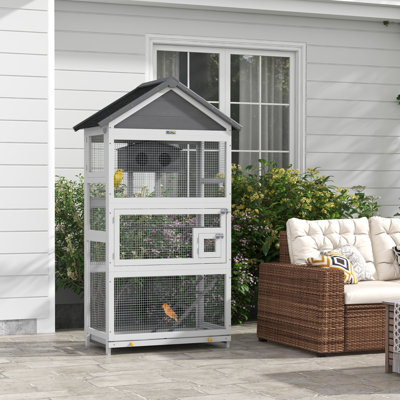 171cm Wood Pointed Top Flight Cage with Stand