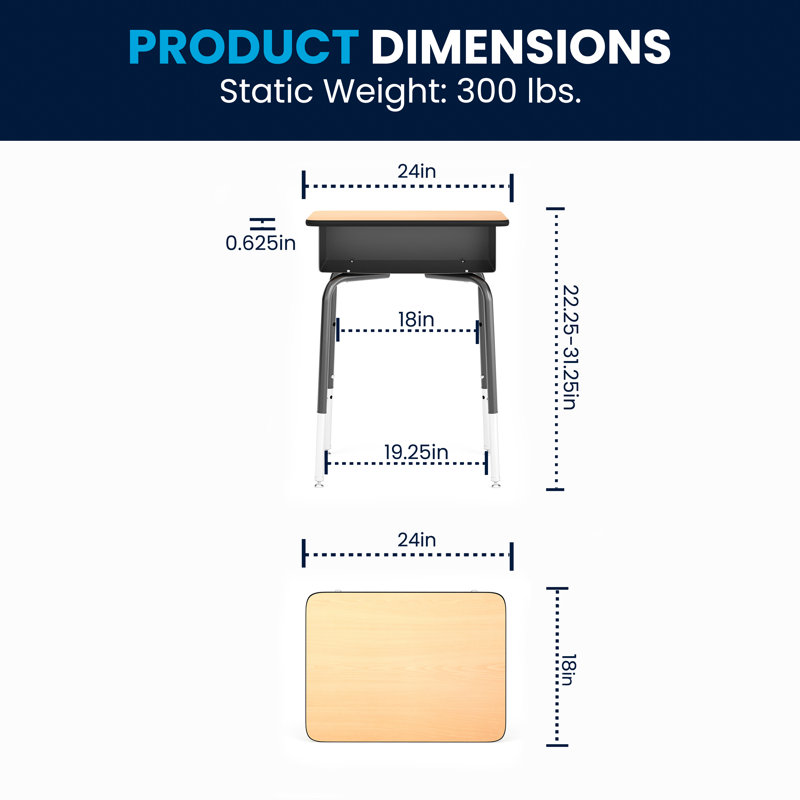 Goddard Student Desks with Open Front Metal Book Boxes - School Desk, Wood