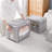 3 Pack Clothes Storage Bins Foldable Metal Frame Storage Box Stackable Linen Fabric Organizer Set With Carrying Handles And Clear Window-112728218-112728222