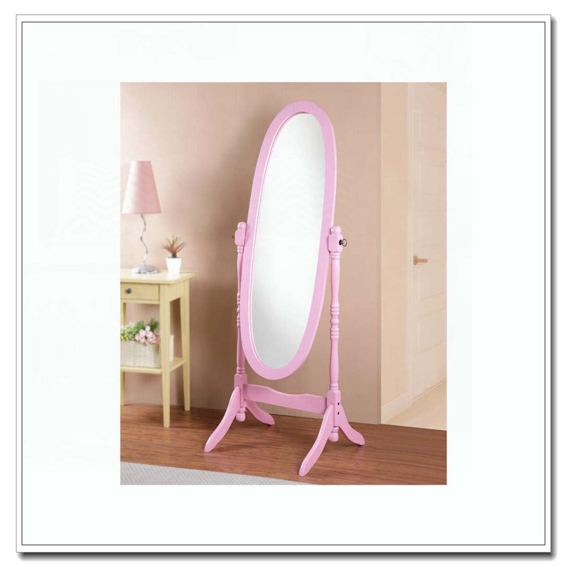 Wood Floor Mirror, Pink