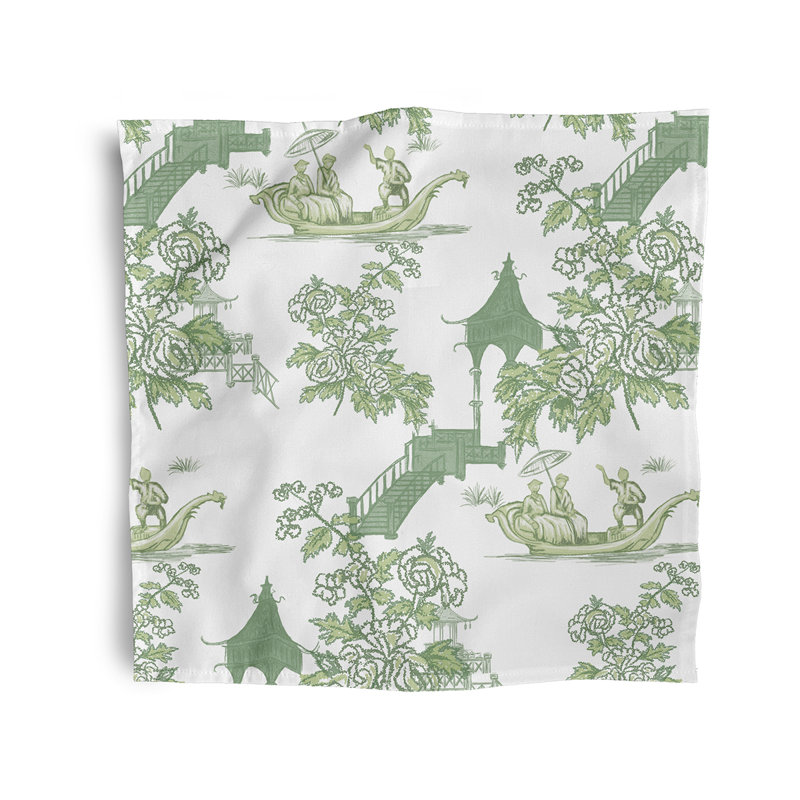 Chanakya Polyester Floral Square Napkin, Green