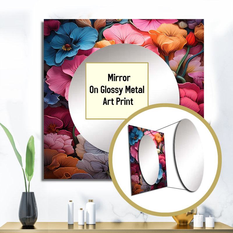 Logenita - Miroir mural Pansies, 23 po x 23 po