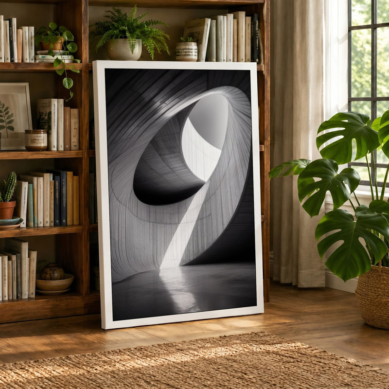 Light Through Form Industrial 1 Piece Wrapped Canvas Wall Art, 24x16 - 61.0 x 40.6 cm, Ochre Border