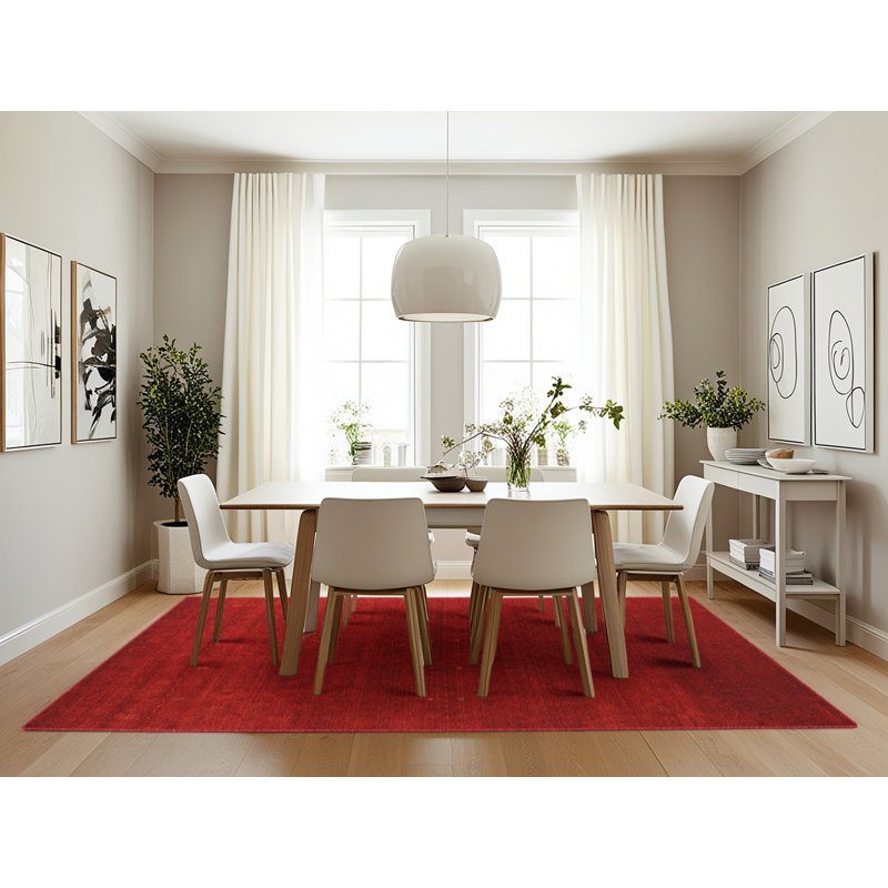 Tapis de zone rouge contemporaine, Rectangle 7 pi x 10 pi