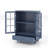 Minimalist Blue Buffet Cabinet With Double Glass Doors And Drawer-1771609985