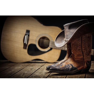 " Acoustic Guitar, Cowboy Hat And Boots " by Brianajackson