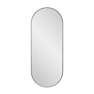 Balducci Contemporary Oval Wall Mirror with Thin Black Frame