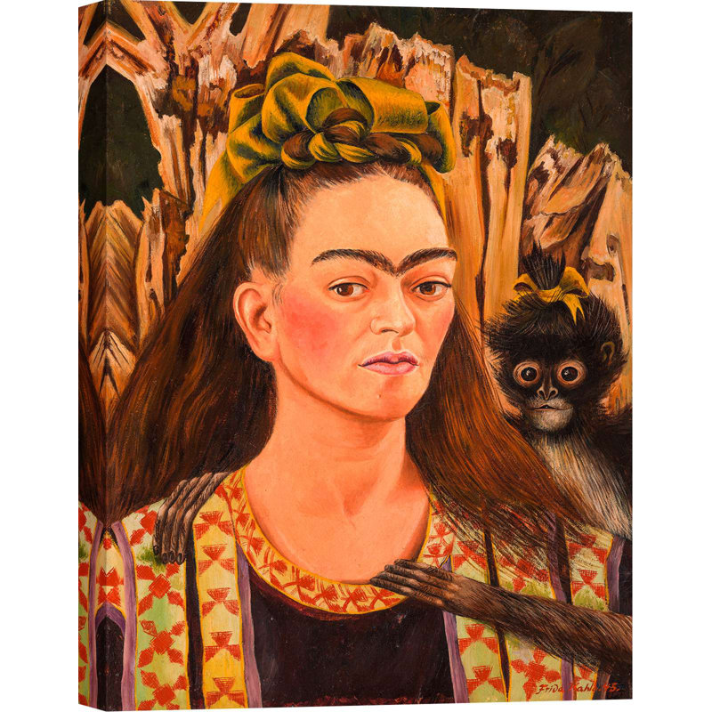 Self-portrait With Monkey, 1945 by Frida Kahlo - Wrapped Canvas Print, 80 cm H x 60 cm W