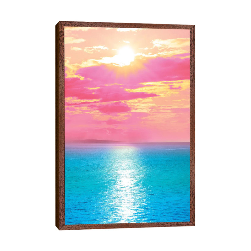 Cherry Blossom Beach by Nathan Head - Print on Canvas, 66.04cm H x 45.72cm W x 3.81cm D, Classic Brown Wood Framed