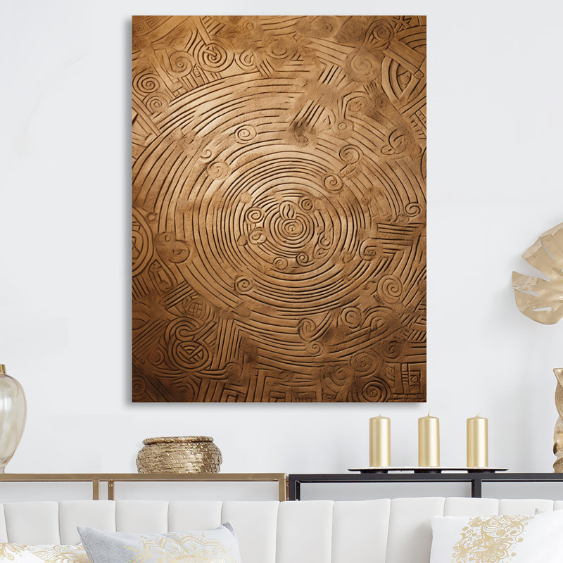 " Gold Maze " by Designart, 20" H x 12" W x 1" D