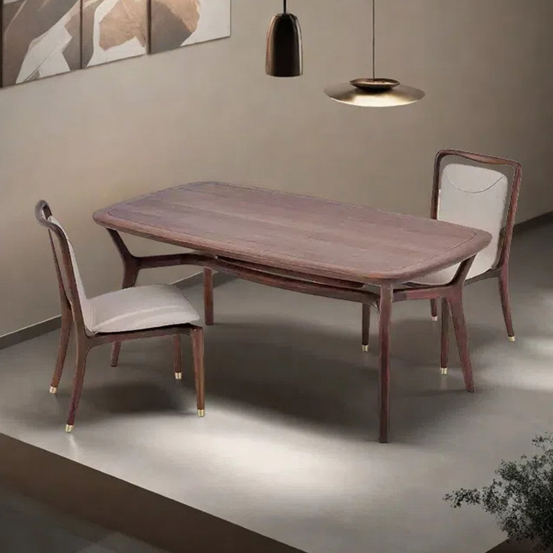 Light luxury rectangular dining table, 29.92"H x 70.87"L x 35.43"W, Brown