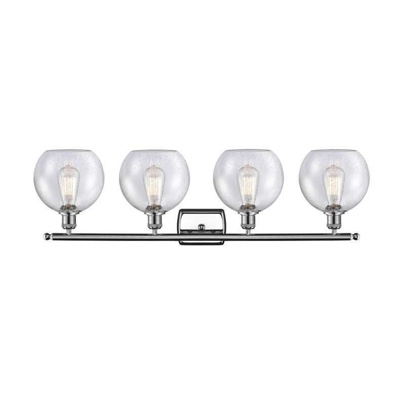 Éclairage pour salle de bain 4 lumières en laiton antique Cindi, DEL, Chrome poli