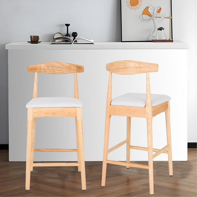Tabourets de comptoir en bois massif de style moderne Mid-Century 24 po, tabourets de comptoir rembourrés avec pieds en bois pour îlot de cuisine Bar (structure et coussin)