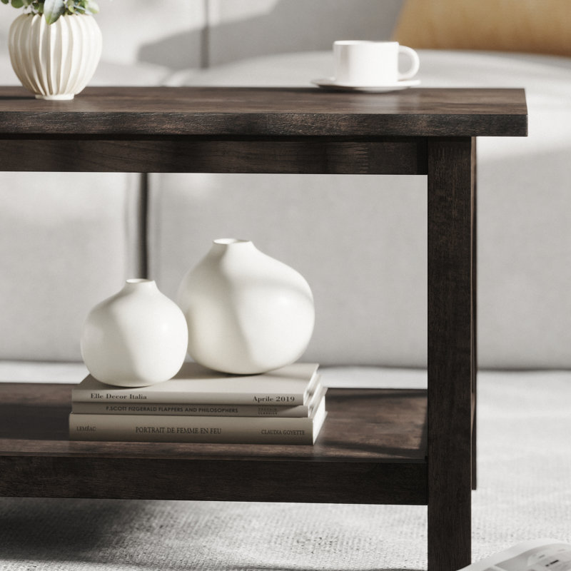 Crary Farmhouse Style Solid Wood Coffee Table with Traditional Crisscross Accents, Gray, Gray