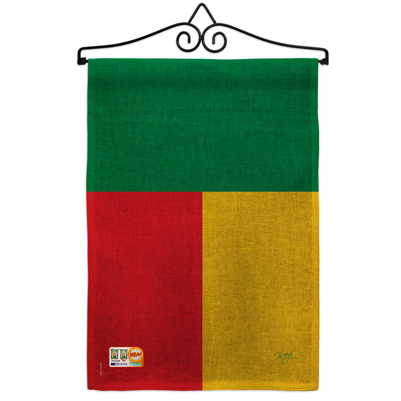 En toile jute 2 côtés de l’bénin, 19 po drapeau de jardin