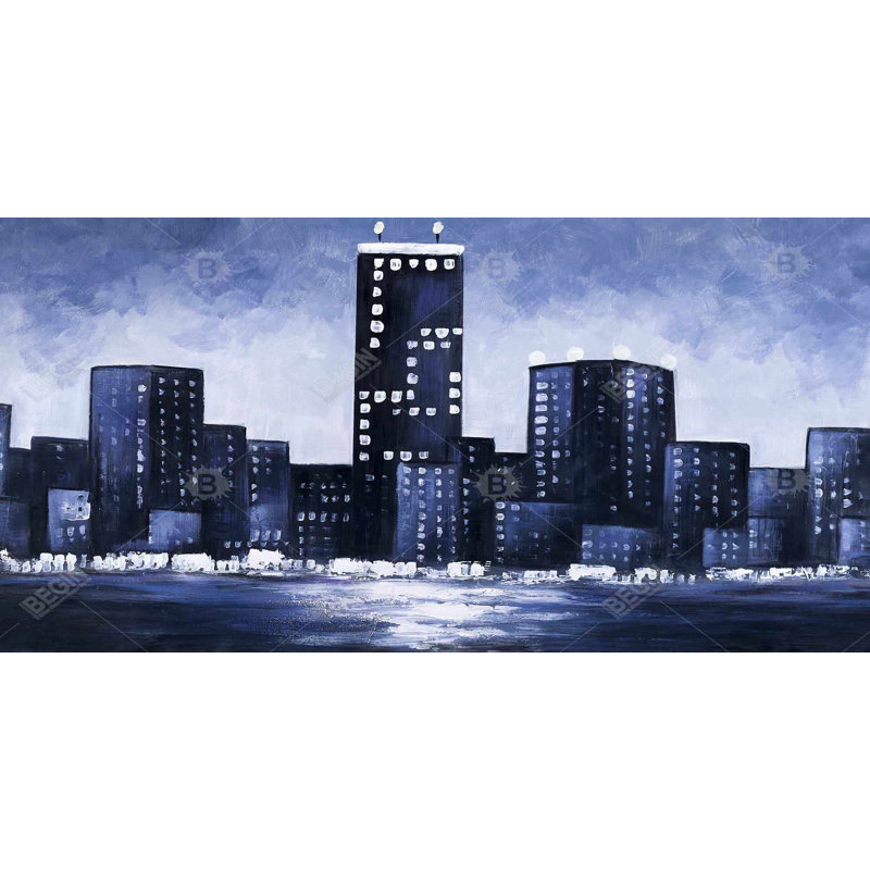 Dark blue cityscape - 15.75"x31.50" Desk mat