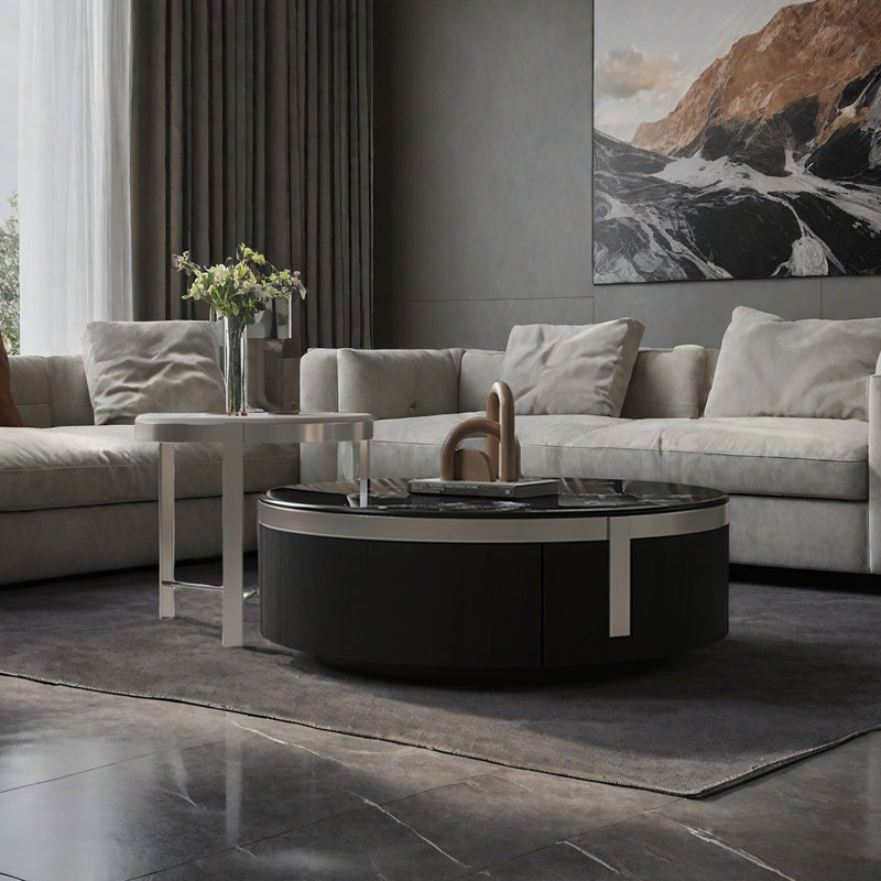 Ensemble de tables basses rondes en marbre italien