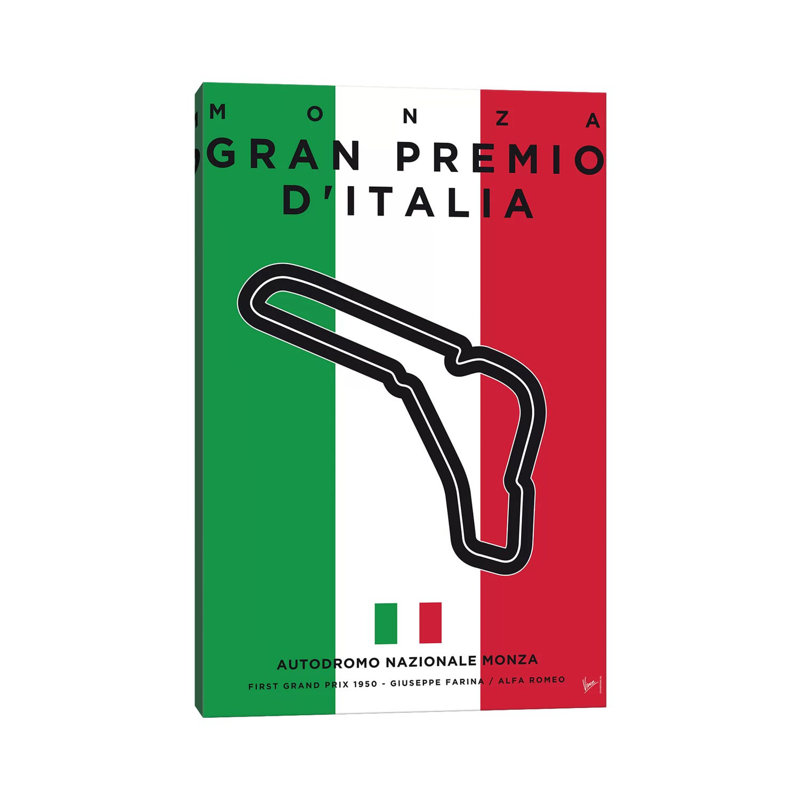 F1 Monza Race Track Minimal Poster by Chungkong - Wrapped Canvas Print, 101.6 cm H x 66.04 cm W x 3.175 cm D