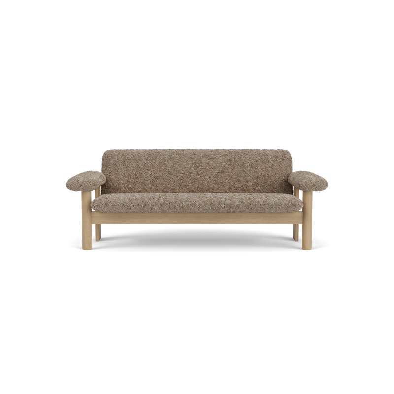 Brasilia Loveseat, Sahara Sheepskin, Natural Oak