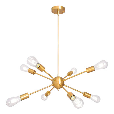 Luminaire suspendu sphérique de style Mid-Century à 8 lumières avec tiges réglables