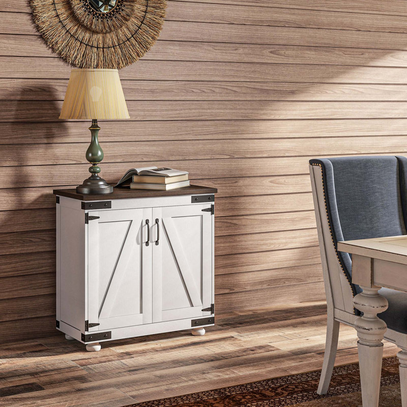 Buffet Modern Farmhouse avec porte de grange et tablette réglable pour un rangement polyvalent et une utilisation stable