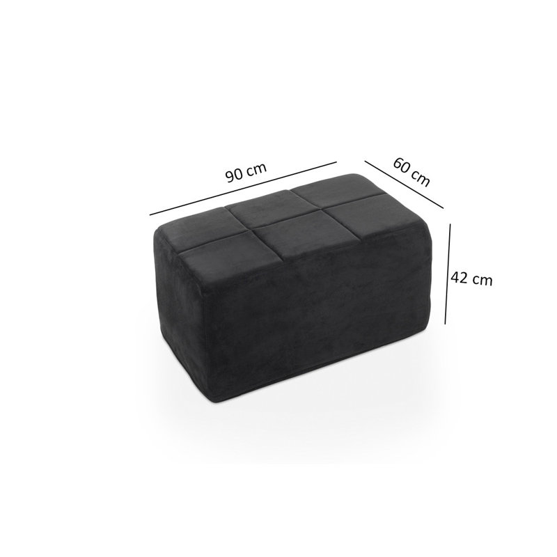 Repose-pieds rectangulaire de 35,4 po de largeur, 100 % polyester noir