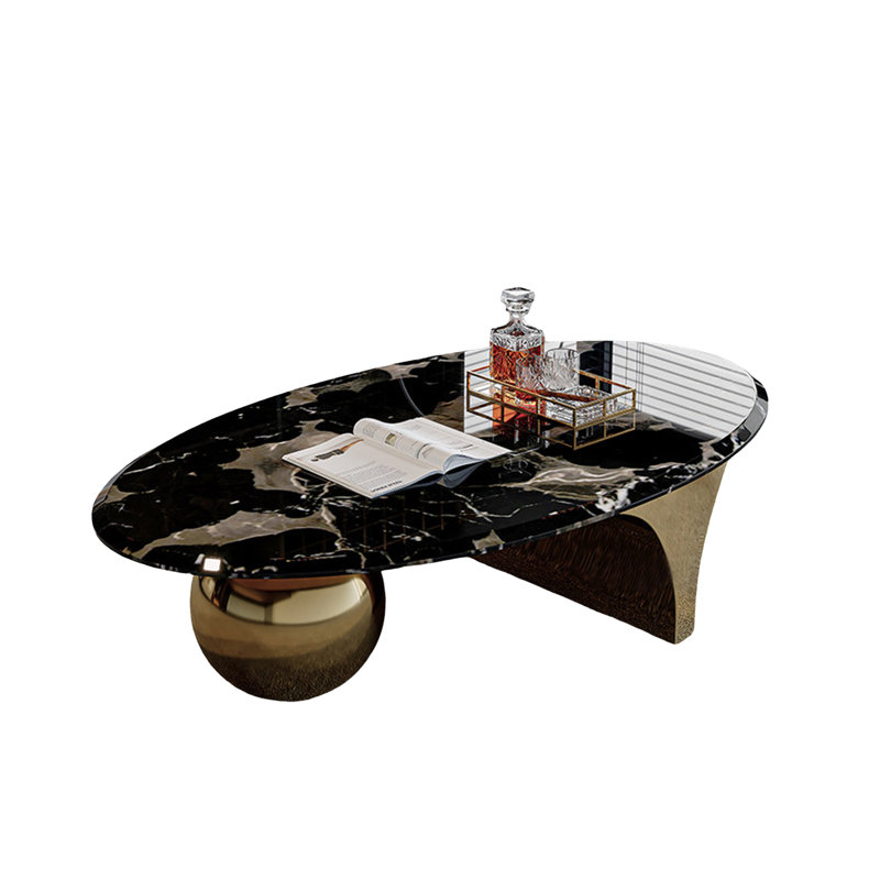 Table basse Modern Luxury, 15.7" H x 55.1" W x 31.5" D, Multicolor / Gold