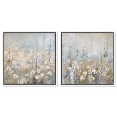 Tranquillity Floral Art 2 Panel Set Canvas Print by 