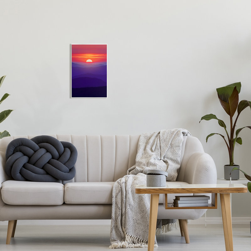 «Red Sunrise Mountain Horizon Floater» par Rick Berk, H 15 po x l 10 po x P 0,5 po, Bois