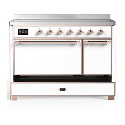 Majestic III Series 48 Inch Induction Range with 6 Induction Elements in White (Copper Trim)