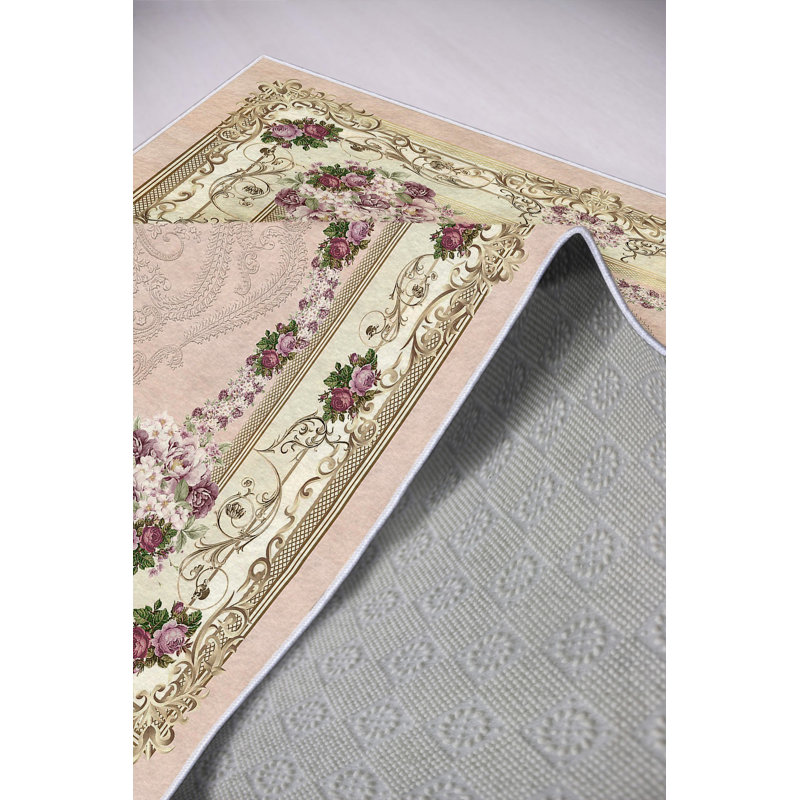 Elegant Hall Carpet, Pink, 31.5 x 59.1 inches | 100% Polyester, 650 g/m², 0.16 in Pile Height | Antibacterial, Eco-Friendly, Non-Slip PVC Dot Underside | Machine Washable, Perfect for Home Decor & Comfort