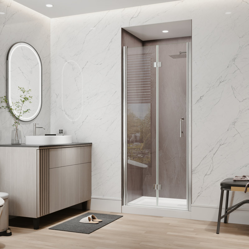 32"-34"W X 72"H Semi-Frameless 180° Rotatable Pivot Shower Door Bifold Frameless Shower Door With 1/4 Inches Tempered Glass