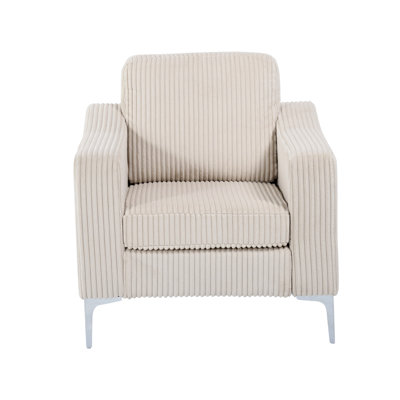 Single - Seat Beige Convertible Sectional Corduroy Armrest Lounge , Strong Legs And Quick Setup For One Seat, Build Assembly