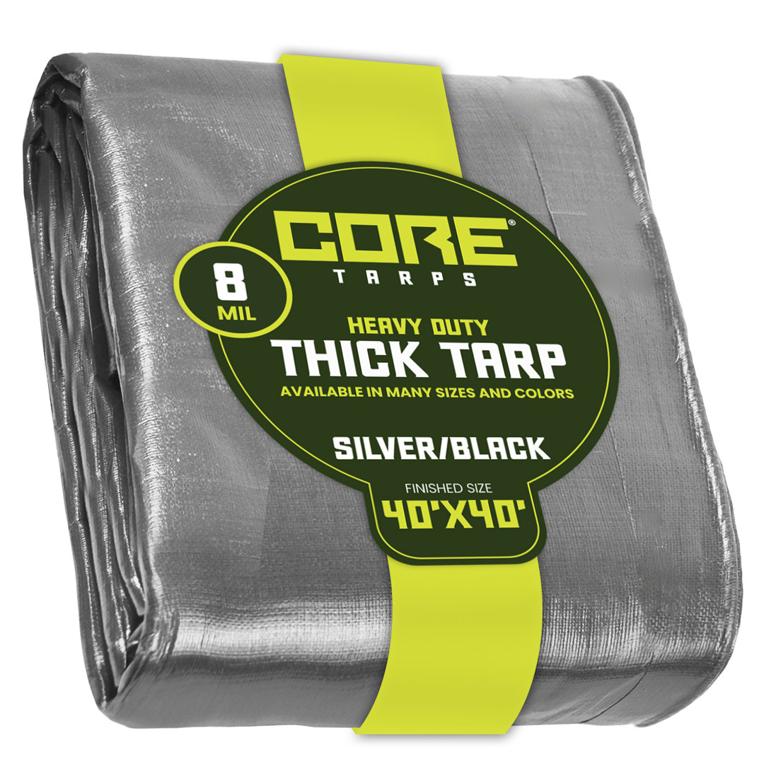 8 Mil Heavy Duty Polyethylene Tarp, Waterproof, UV Resistant Core Tarps Color: Silver/Black Overall Size: 40 ft. x 40 ft.