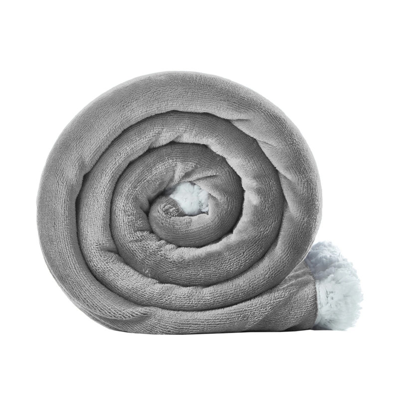 Formaran Sherpa Fleece Fur Thick Reversible Blanket Throw, W230 x L270cm, Silver