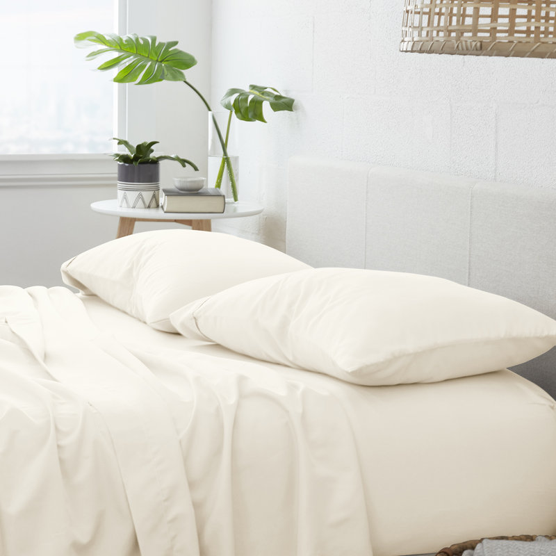 Ivory Hypoallergenic Cotton Polyester Standard Pillowcase Set