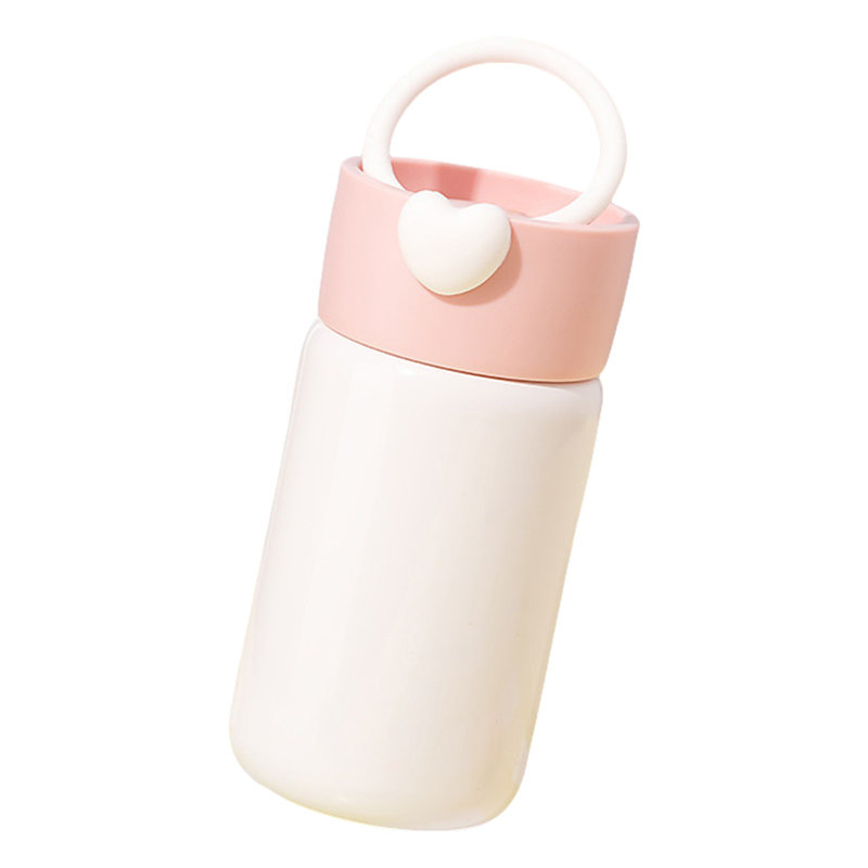 Bouteille d'eau compacte avec gobelet isotherme de style coréen pour les hommes et les femmes, Pink