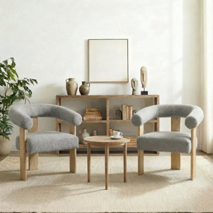 Upholstered Barrel Accent Chair Armchair Set Of Two