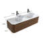 Meuble-lavabo double lavabo incurvé Erba, fini noyer