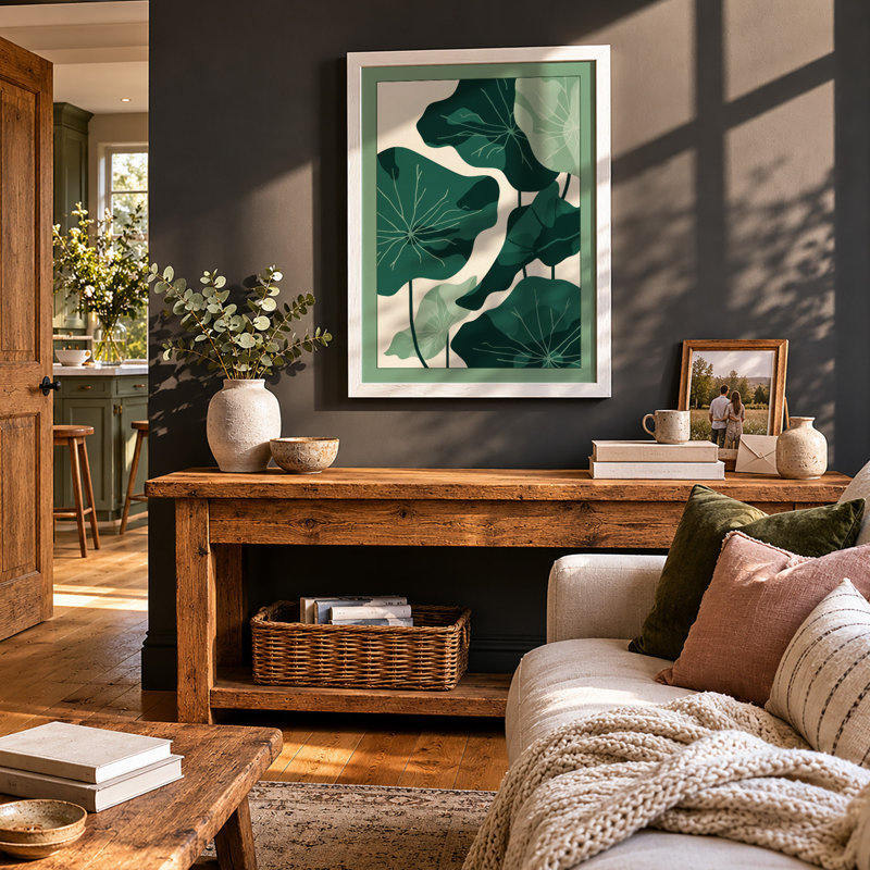 Verdant Leaves Botanical - Framed Print, A1 - 84.1 x 59.4 cm, White