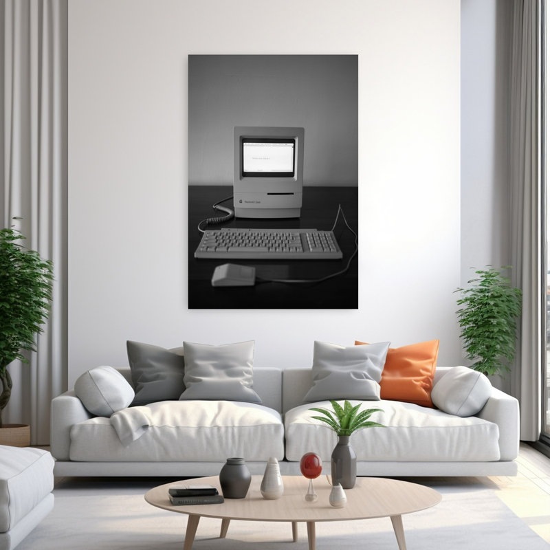 Pomme Macintosh, art de bureau classique, art contemporain abstrait, Gris, H 60 po x l 40 po