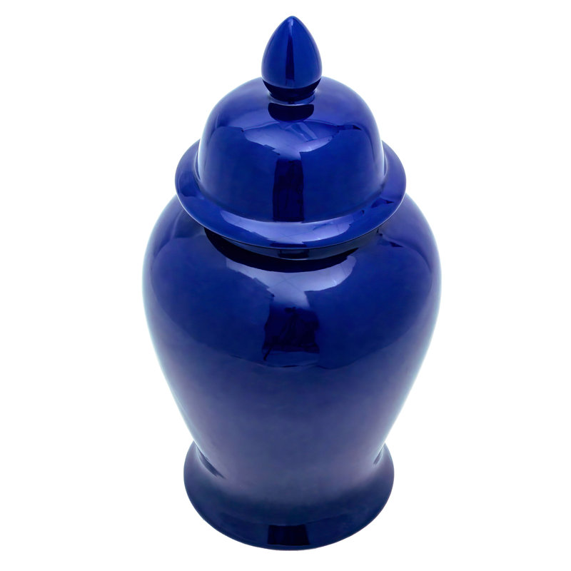 Timeless Chinese Temple Jar, Navy Blue, 18"