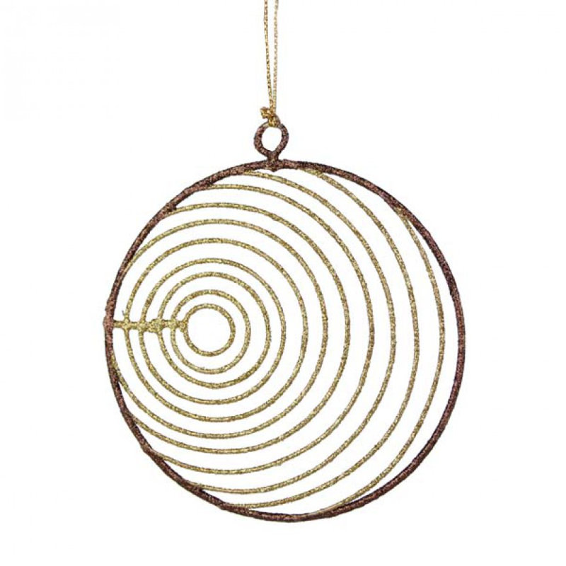 9cm Metal Bauble, Gold / Brown