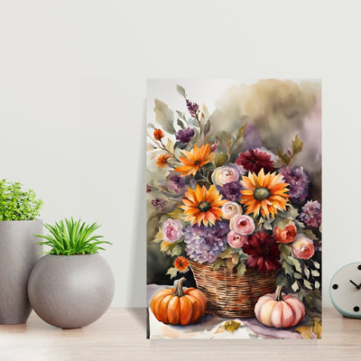 Automne, récolte florale rustique, abstrait, Dahlia, hortensia, rose, automne, art mural