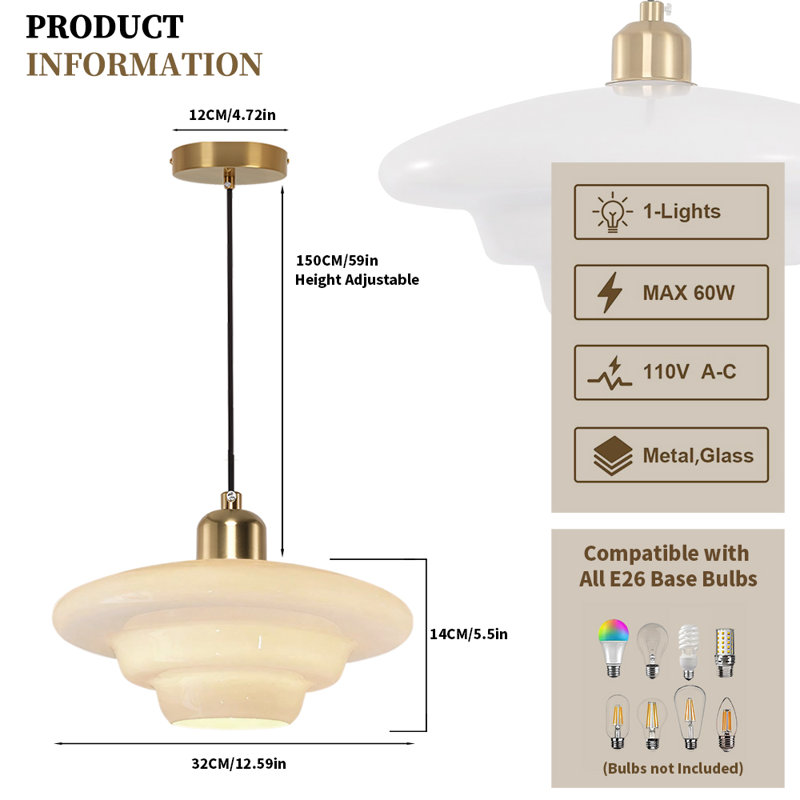 Mid Century Pendant Lamp Gold Nordic