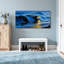 Art nautique et plage, vagues océaniques, reflets dorés sur toile-695461362