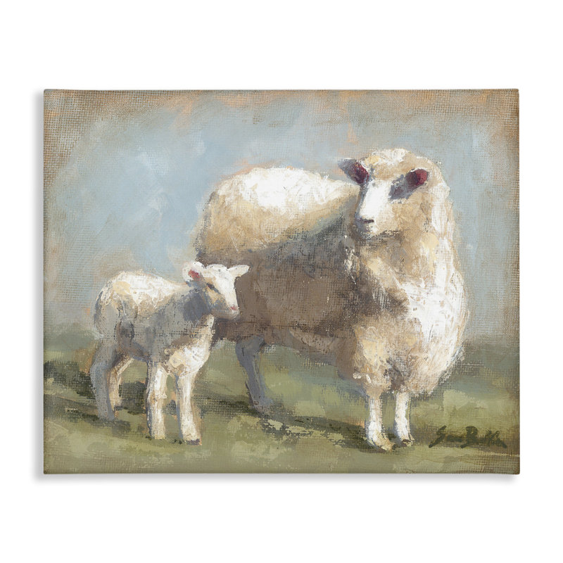"Sheep Lamb Family Farm", art mural par Sara Baker, H 36 po x l 48 po x P 1,5 po
