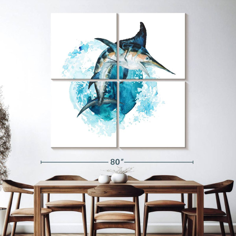 Brampt Blue Marlin Splash, 74" H x 74" W