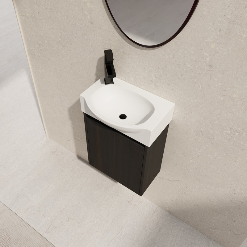 Hallberg 16'' Single Bathroom Vanity with Resin Top, Black