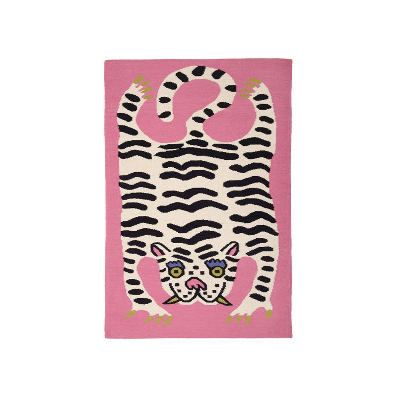 Tapis tissé rose, Rectangle 4 pi 11,06 po x 9 pi 10,11 po